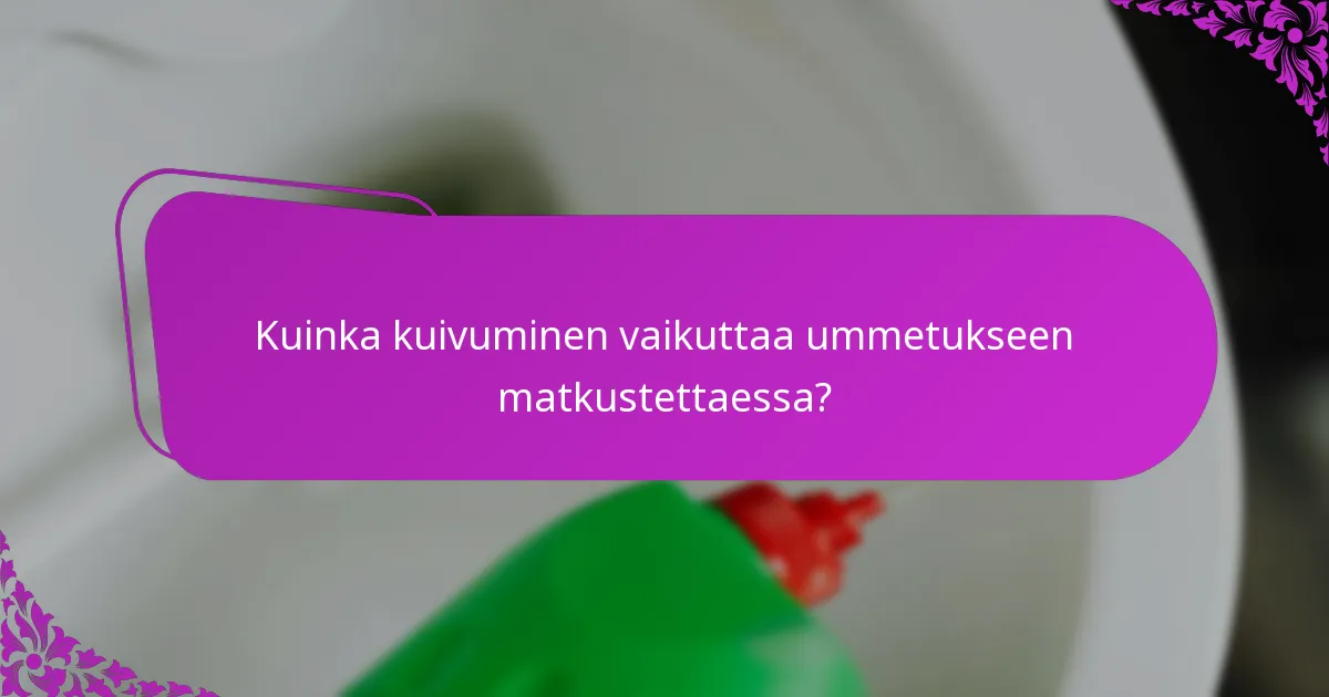 Kuinka kuivuminen vaikuttaa ummetukseen matkustettaessa?