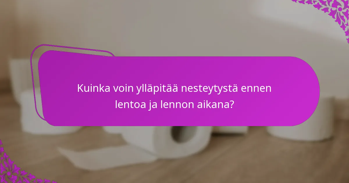Kuinka voin ylläpitää nesteytystä ennen lentoa ja lennon aikana?
