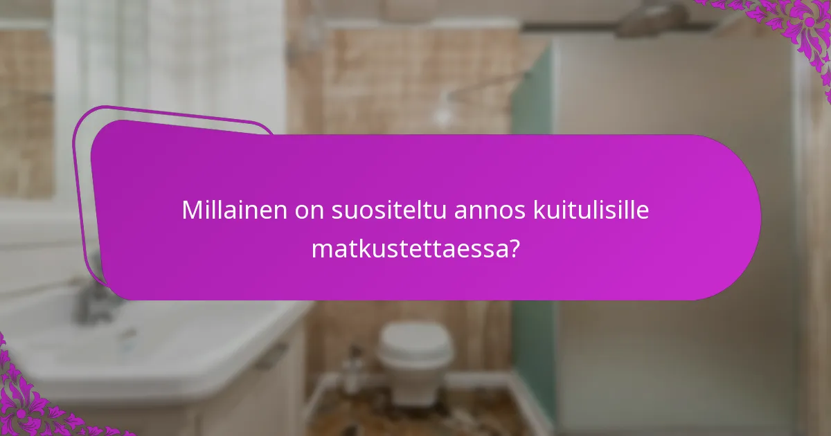 Millainen on suositeltu annos kuitulisille matkustettaessa?