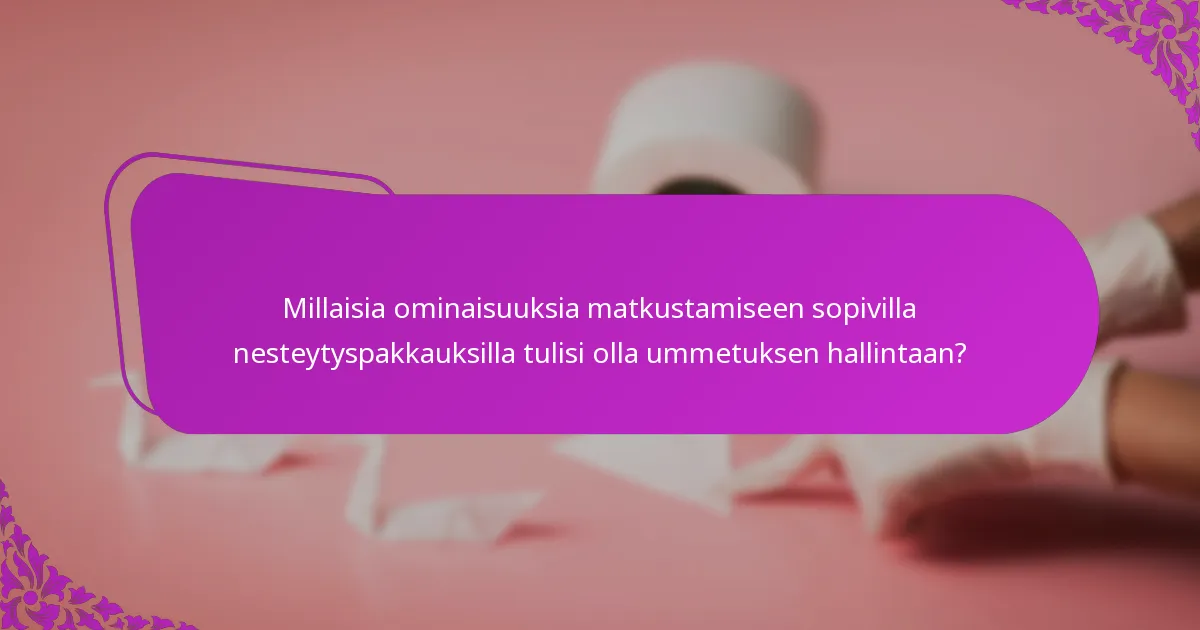 Millaisia ominaisuuksia matkustamiseen sopivilla nesteytyspakkauksilla tulisi olla ummetuksen hallintaan?