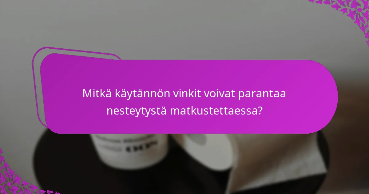 Mitkä käytännön vinkit voivat parantaa nesteytystä matkustettaessa?