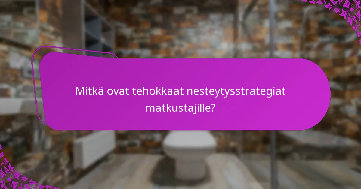Mitkä ovat tehokkaat nesteytysstrategiat matkustajille?