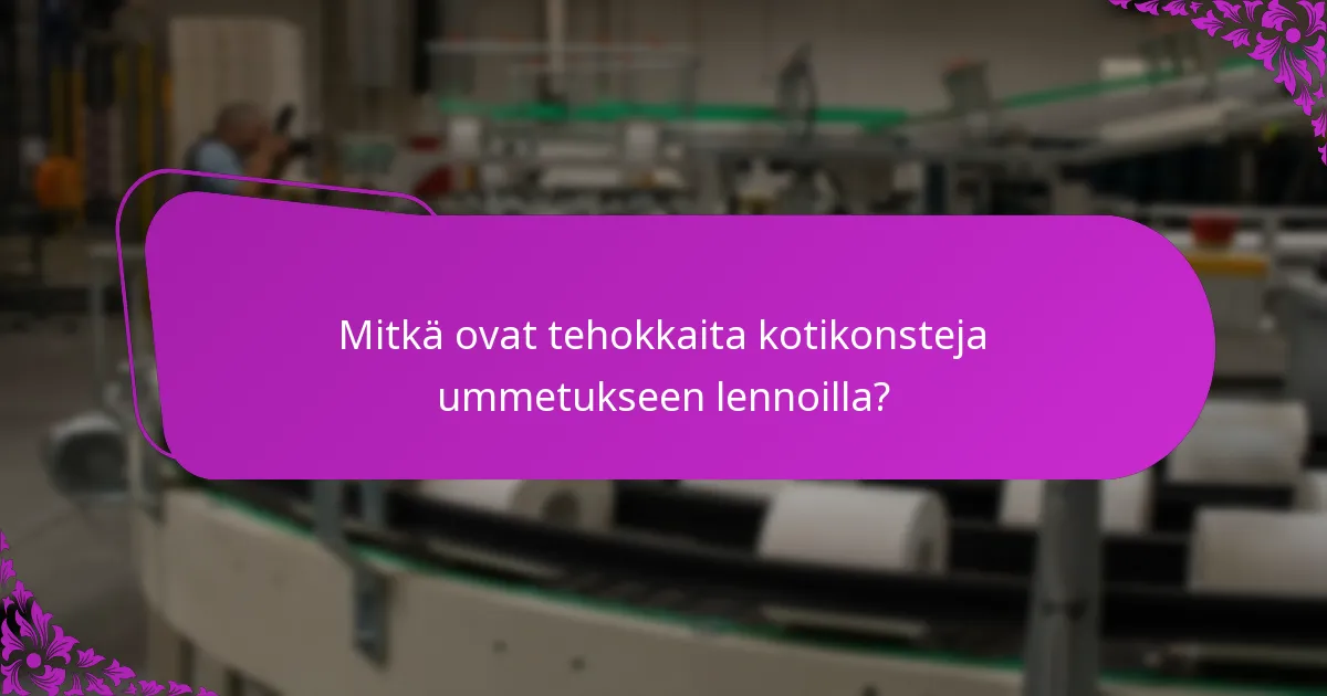 Mitkä ovat tehokkaita kotikonsteja ummetukseen lennoilla?