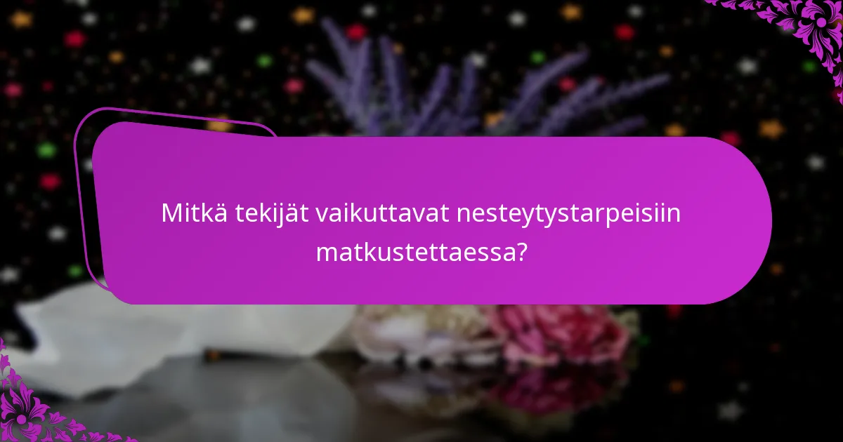 Mitkä tekijät vaikuttavat nesteytystarpeisiin matkustettaessa?