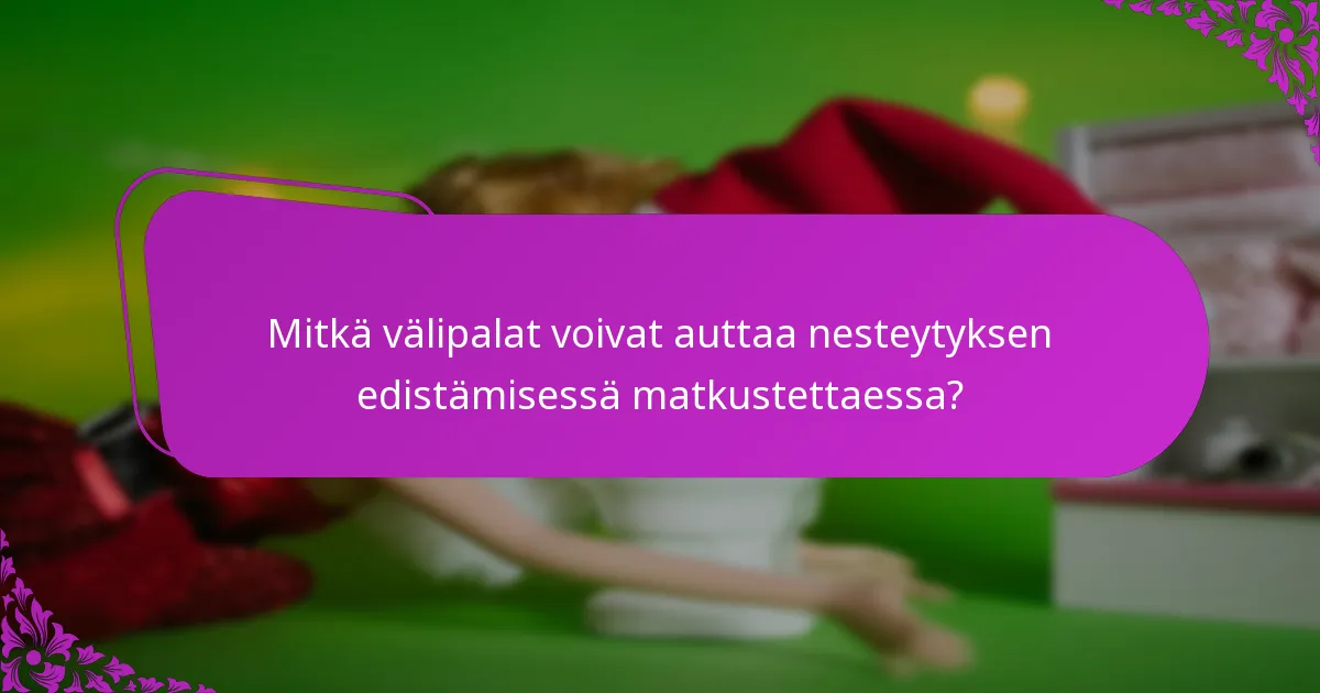 Mitkä välipalat voivat auttaa nesteytyksen edistämisessä matkustettaessa?